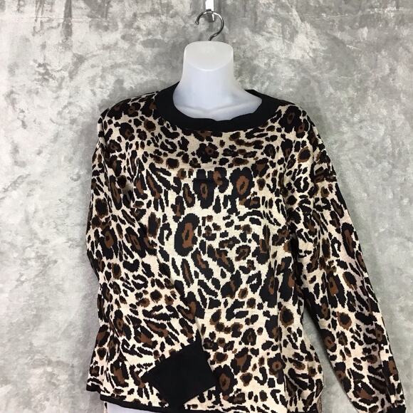 Calvin Klein Womens Medium Sweater Animal Print Hi Low Mock Turtleneck NWT - Picture 3 of 11
